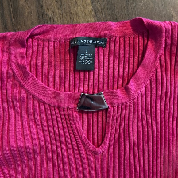 Pink Ribbed 3/4 Sleeve Sweater - Picture 2 of 2